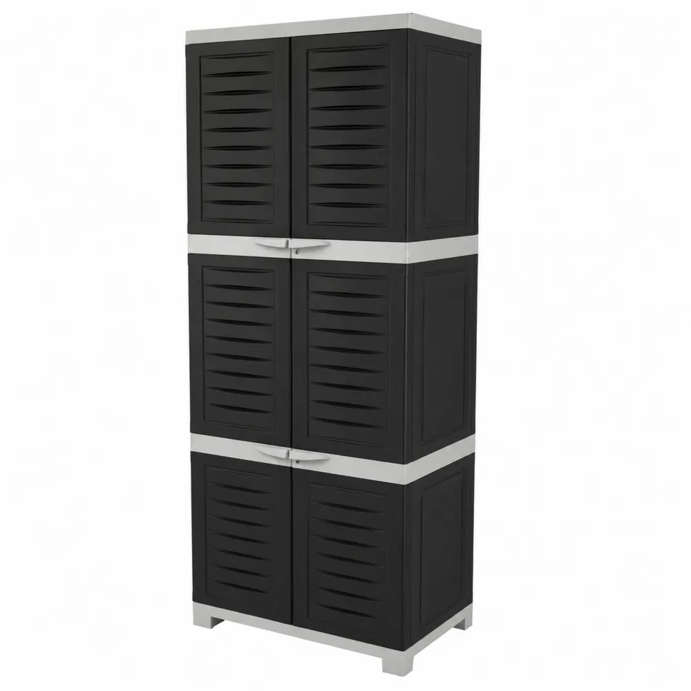 Armoire en plastique 4 portes Noir/Gris 169x68x39 cm