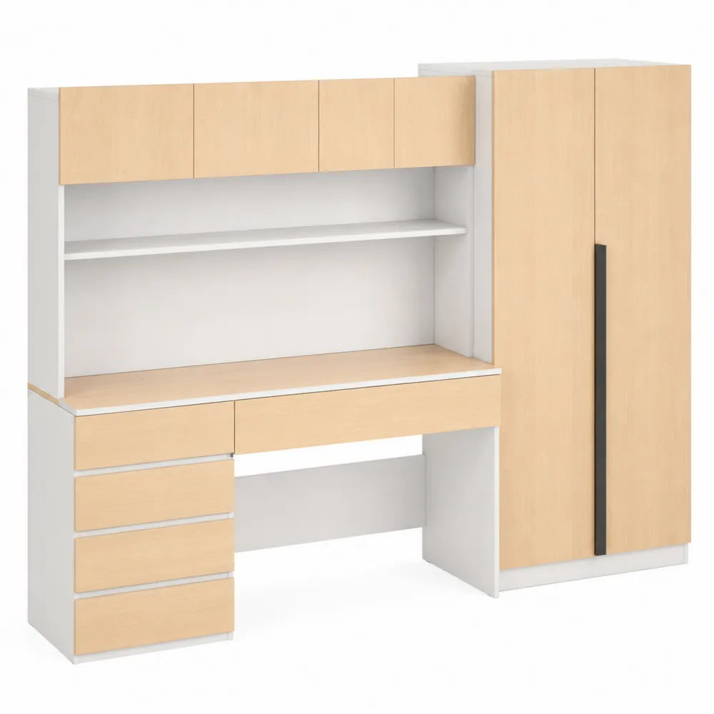 Ensemble de rangement en bois MDF et métal avec étagères et tiroirs