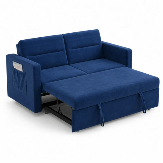 Canapé-lit en tissu bleu