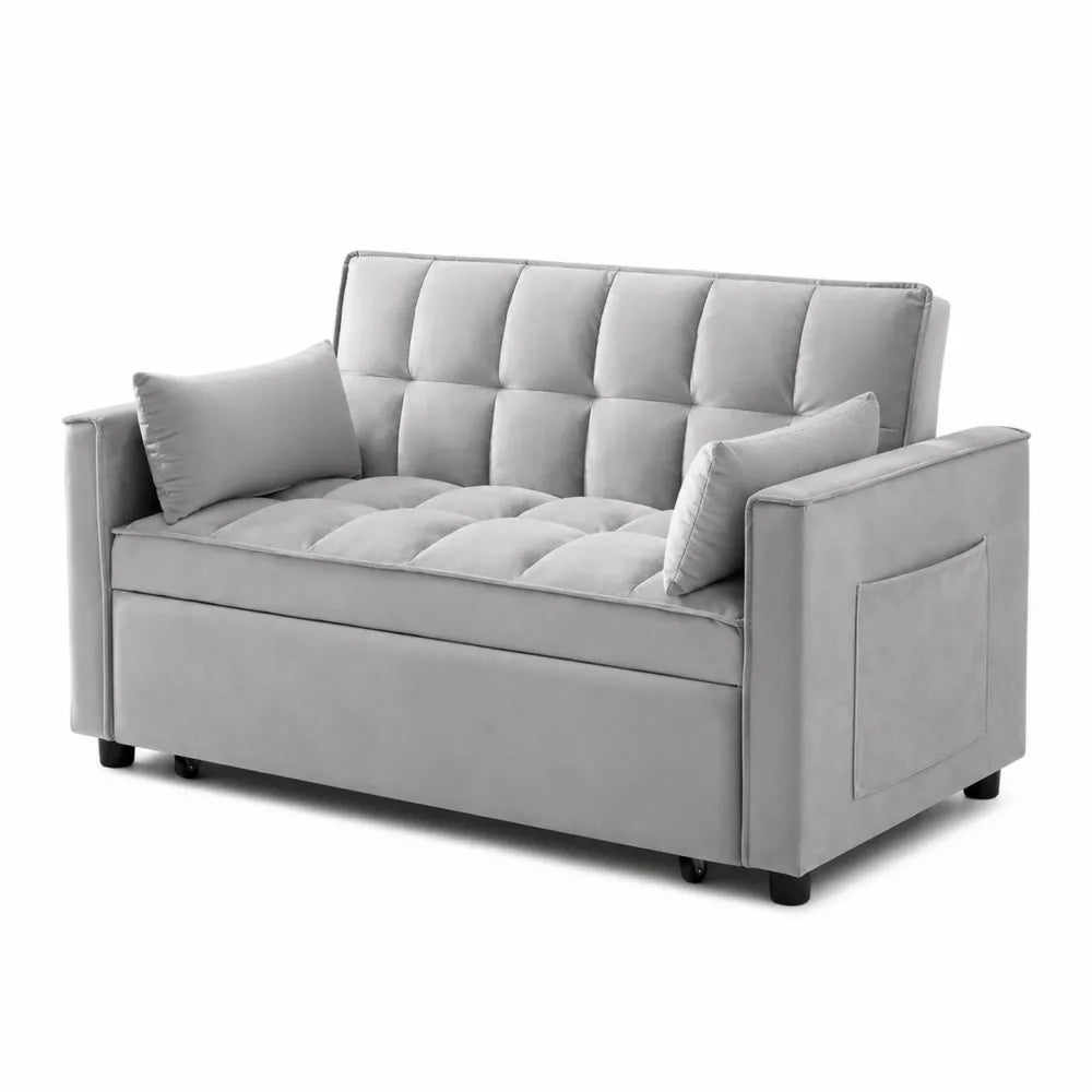 Canapé-lit en polyester gris avec rangement