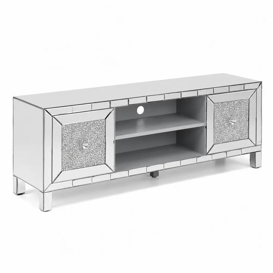 Meuble TV avec miroir et portes en argent